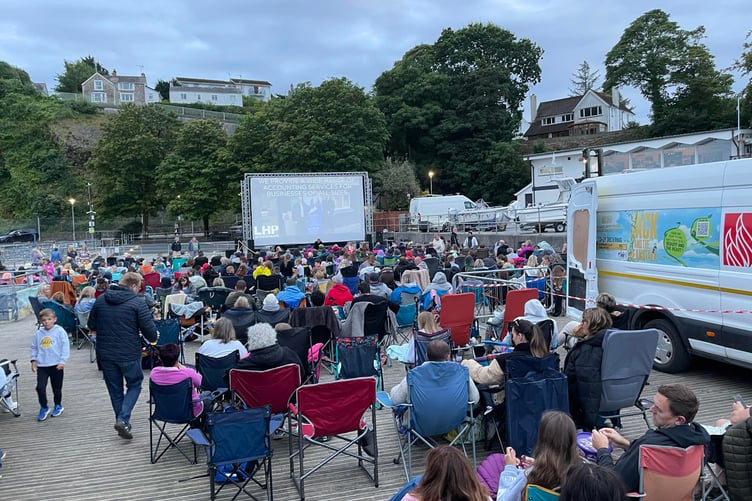 Getting ready for Sunset Cinema at Saundersfoot Harbour