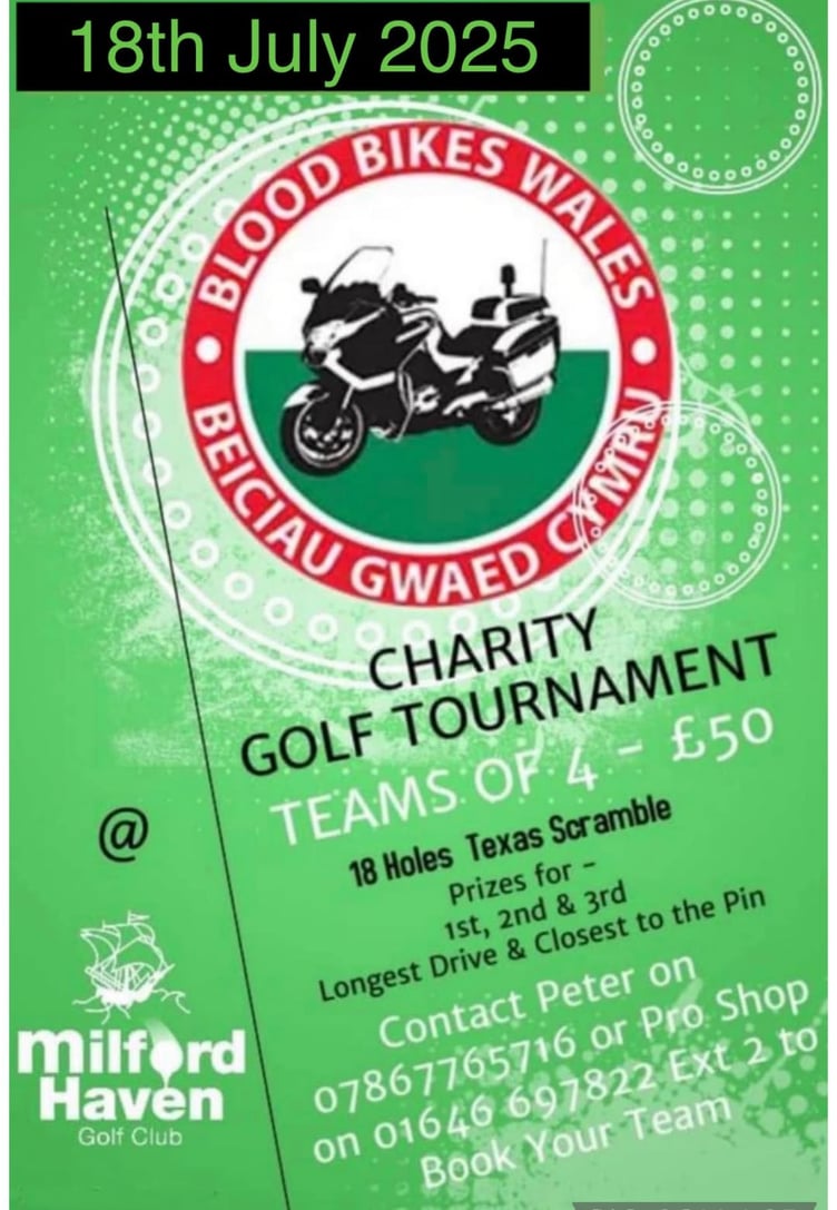 Milford Haven Charity Golf Day Blood Bikes Wales poster