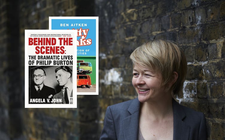 Sarah Waters (Photo © Charlie Hopkinson). Inset: books by two other authors taking part in this year’s Llangwm Litfest.