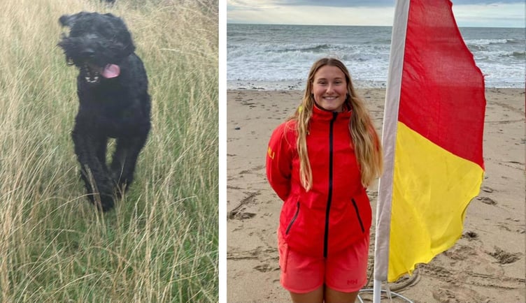 Bertie the Dog and Lifeguard Elen Hill