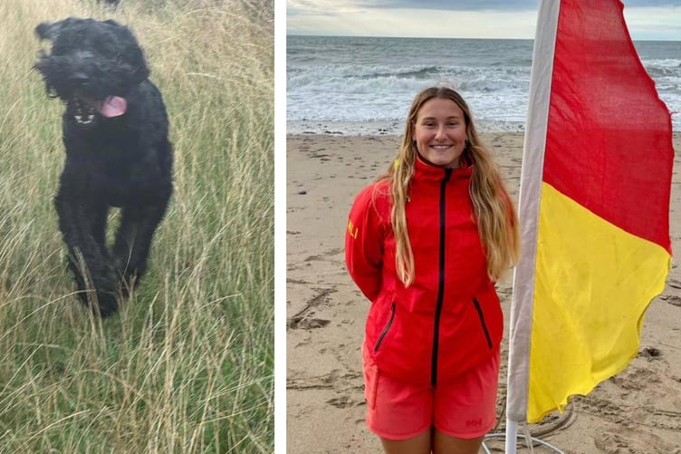 Bertie the Dog and Lifeguard Elen Hill