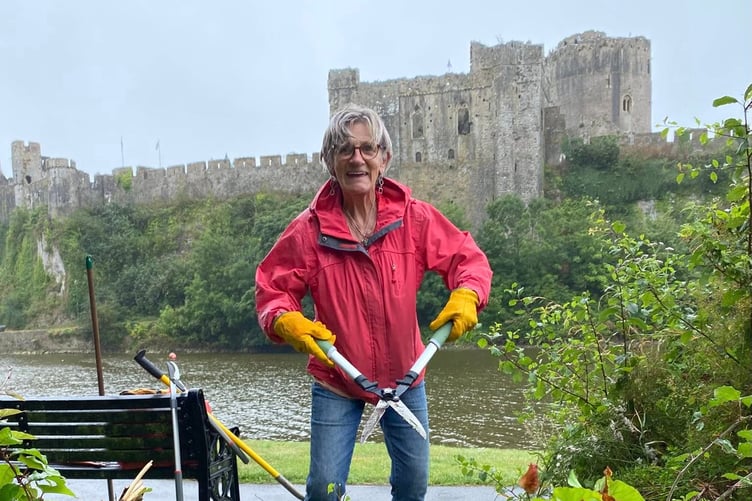 Mind Pembrokeshire’s Roots to Recovery team got to work clearing an overgrown spot opposite the castle.