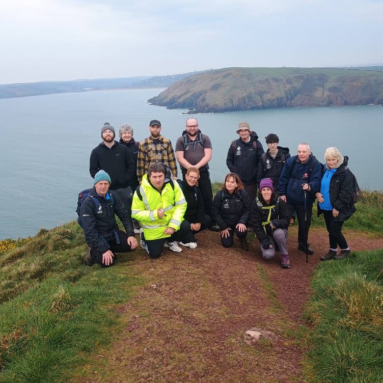 Party of walkers in Pembrokeshire
