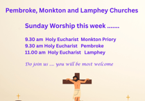 Pembroke, Monkton and Lamphey Churches: this Sunday’s services