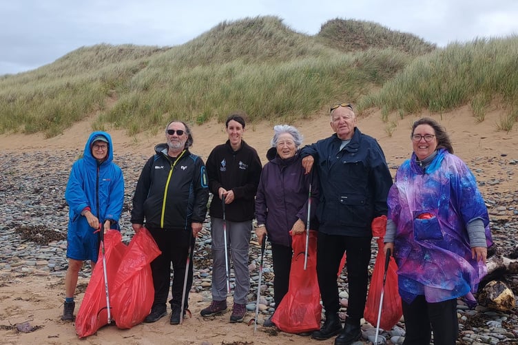 Roots to Recovery litter pick on Freshwater West beach