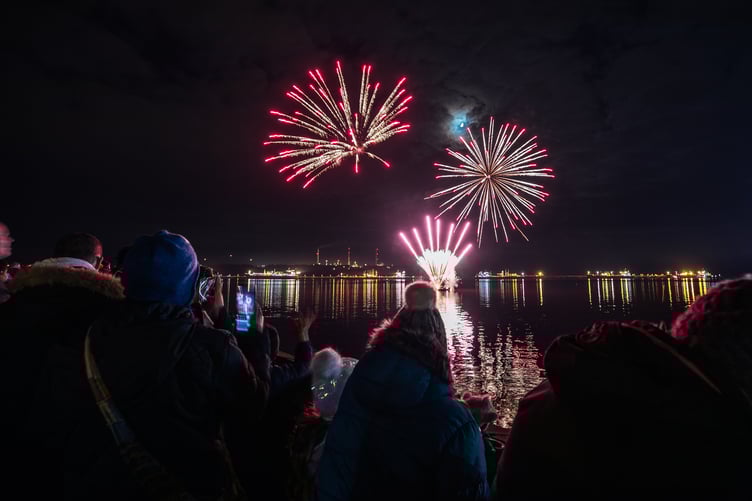 Milford Haven’s busy marina on fireworks night