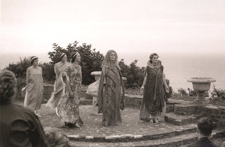 A performance of ‘The Tempest’ in Jessie Allen’s Clovers Theatre (Temple to the Winds; Temple of the Four Winds; amphitheatre; North Cliff, Tenby)