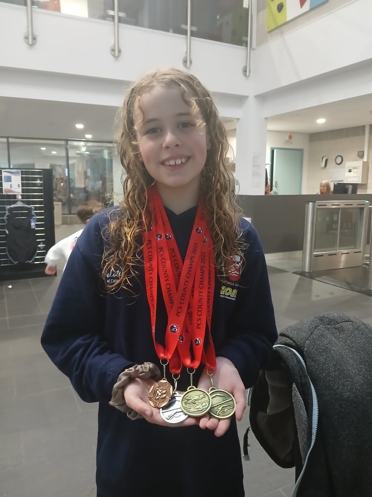 Medals aplenty for Mia Prosser, Tenby & District Swimming Club