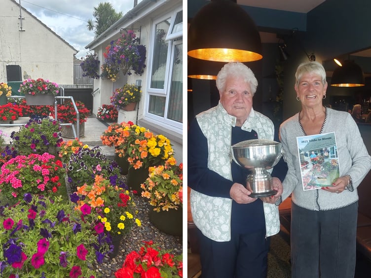 Rose Bowl winners and Mrs Hartland’s winning flowers