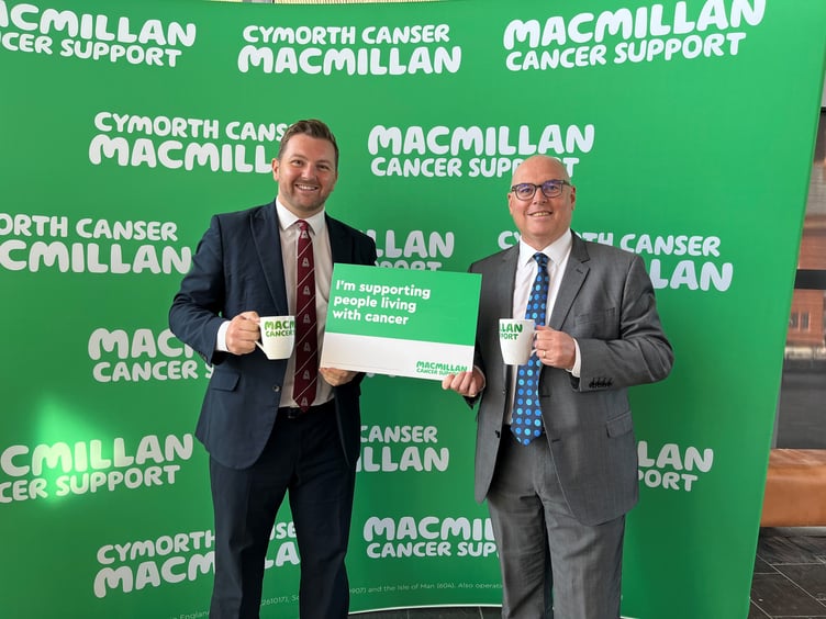 Sam Kurtz and Paul Davies at the Senedd Macmillan Coffee Morning event