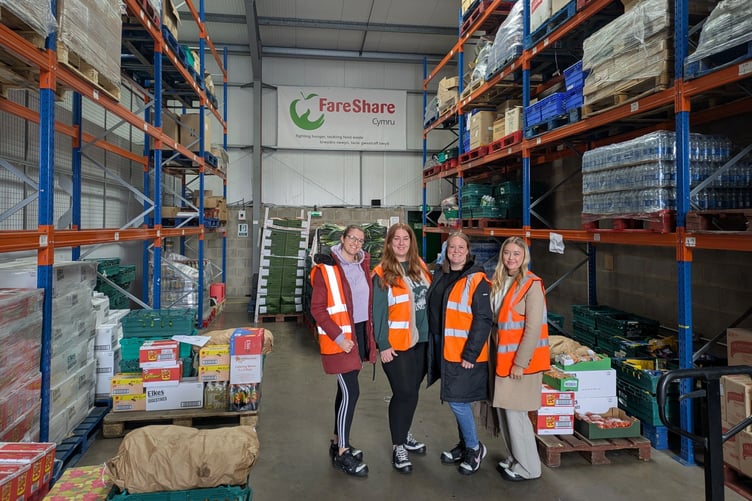 Volunteers at the FareShare Cymru's warehouse.