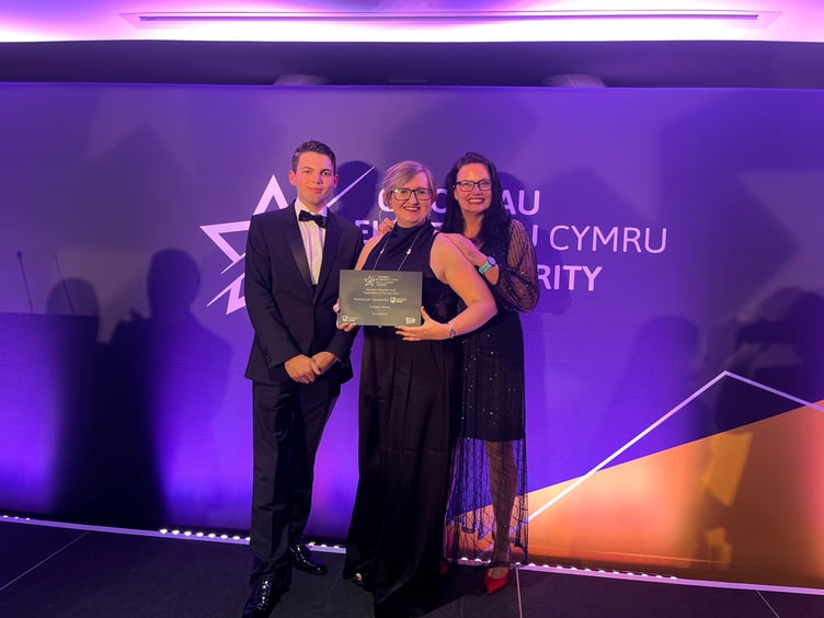 Kirsty Palmer, Jamie Lee- Brown (from Pembrokeshire), and Cerys Sage at the awards ceremony