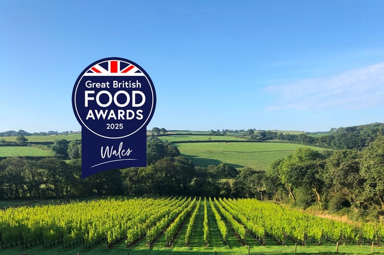 Velfrey Vineyard in Pembrokeshire (with Great British Food Awards logo)