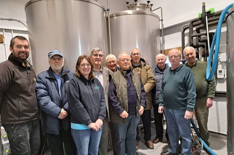 Mark and Emma Evans with Probus members at St Davids Old farmhouse Brewery