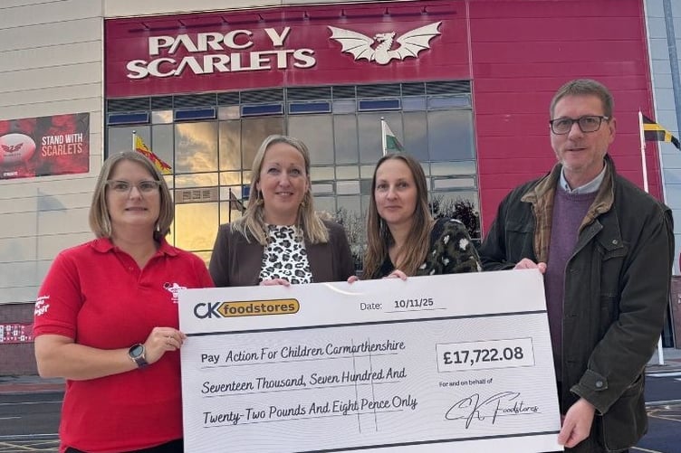 Cheque presentation to Action for Children Carmarthenshire