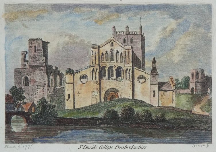An early print of St David’s Cathedral