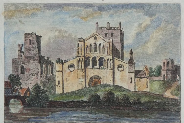 An early print of St David’s Cathedral