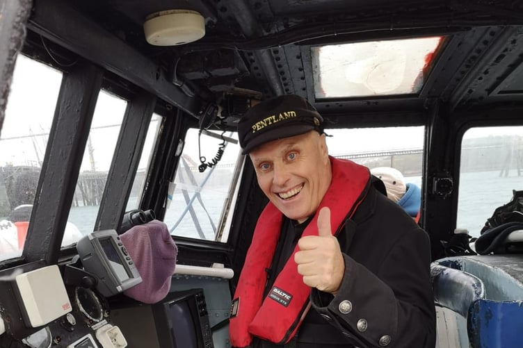 Mike Brotherton MBE, aboard the Pentland Lifeboat