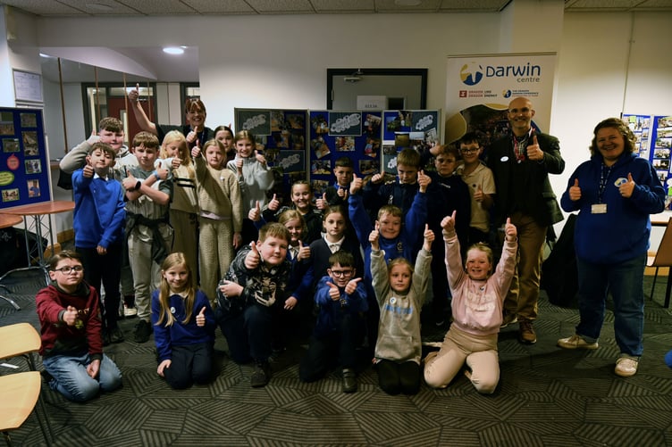 Monkton Priory pupils with Sam, Amy and Marten