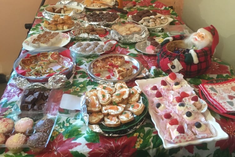 Hundleton WI members shared a Christmas buffet