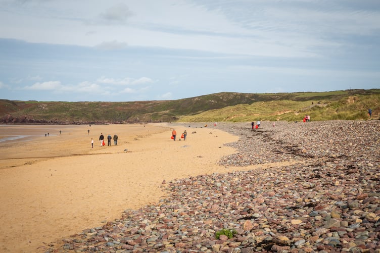 Beach clean, litter pick, at Freshwater West, Wales, September 2022