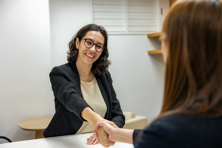 Job agreement employment CV interview shaking hands stock image