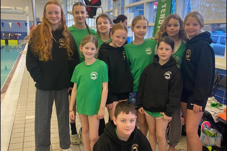 Tenby swimmers at the Nofio Sir Gar open meet 2026