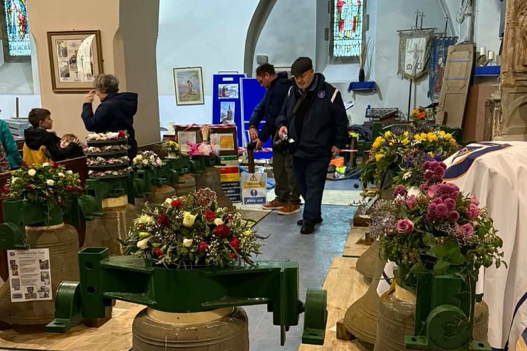 St Mary’s Pembroke - Local organisations who had supported the project decorated each of the bells with a flower arrangement.