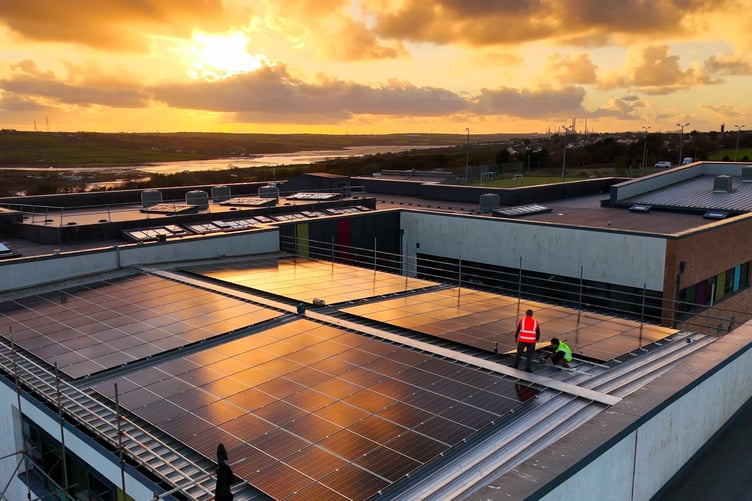 The solar panel installation at Ysgol Harri Tudur, supported by NGED