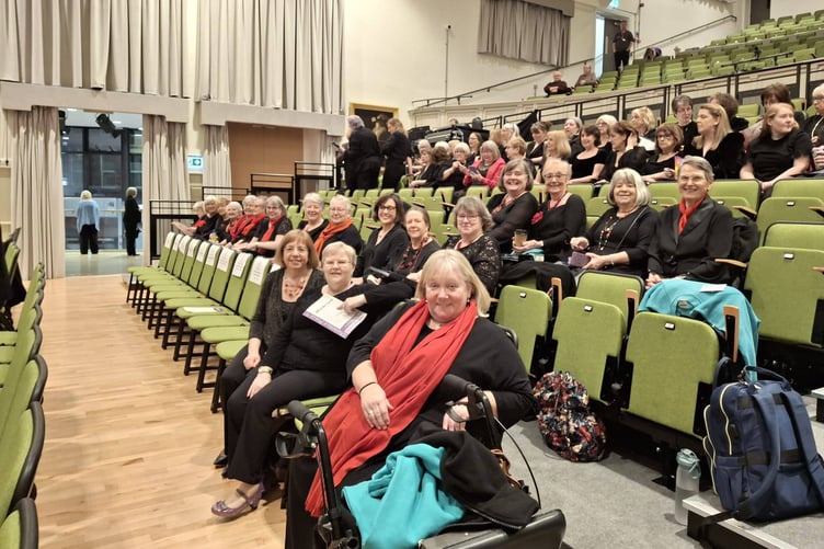 Neyland Ladies Choir at Maesteg for the Festival of Female Voices, waiting for the Gala Concert to start.