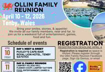 Tenby Ollin Family Reunion: April 4 registration deadline