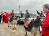 Donkey-led Palm Sunday procession in Tenby