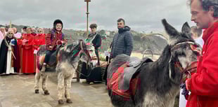 Donkey-led Palm Sunday procession in Tenby