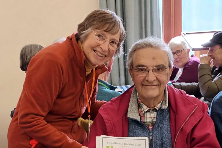 Steps2Health chair Jane presents Phil with an ‘Honorary Member’ certificate