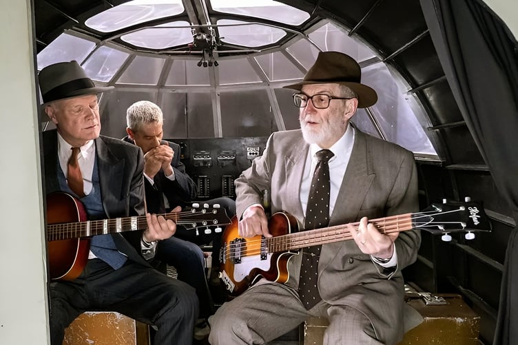The Bufferlanders (Tim Facer, Andy Brindley and Peter Mitchell) in the replica Sunderland cockpit