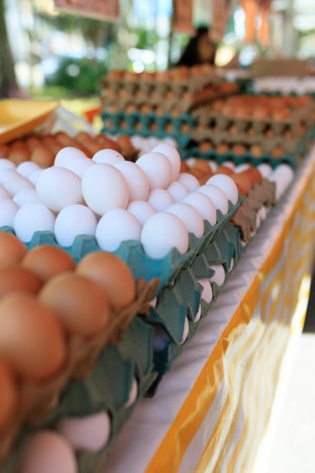 Eggs, brown and white