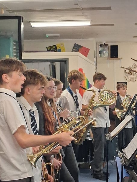 Some of Greenhill School’s musicians practising for the Monday concert