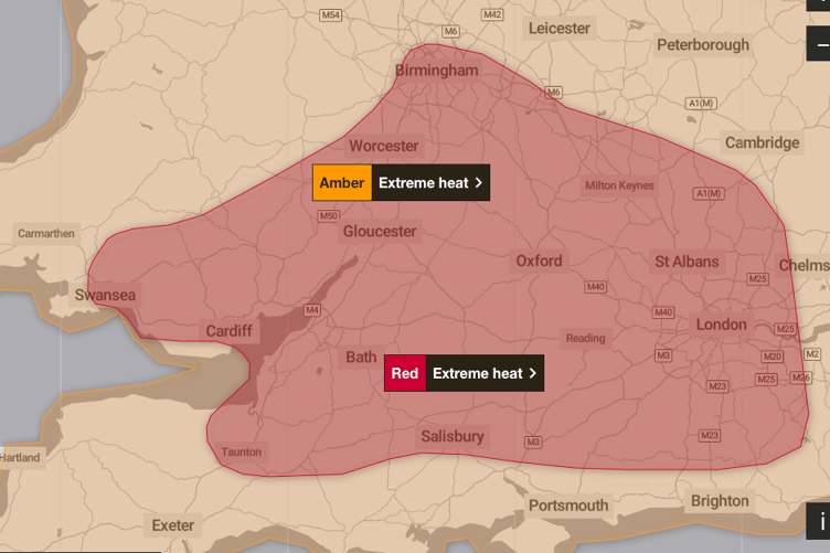 It is officially going to be red hot this week as the Met Office raises its heatwave warning to the highest level.