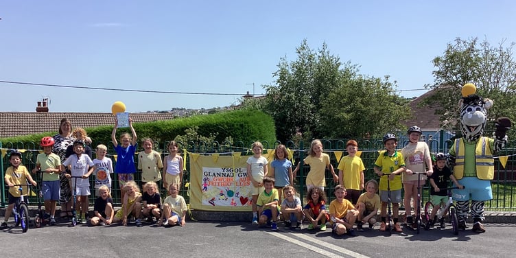 Ysgol Glannau Gwaun celebrates prestigious Gold Active Travel award